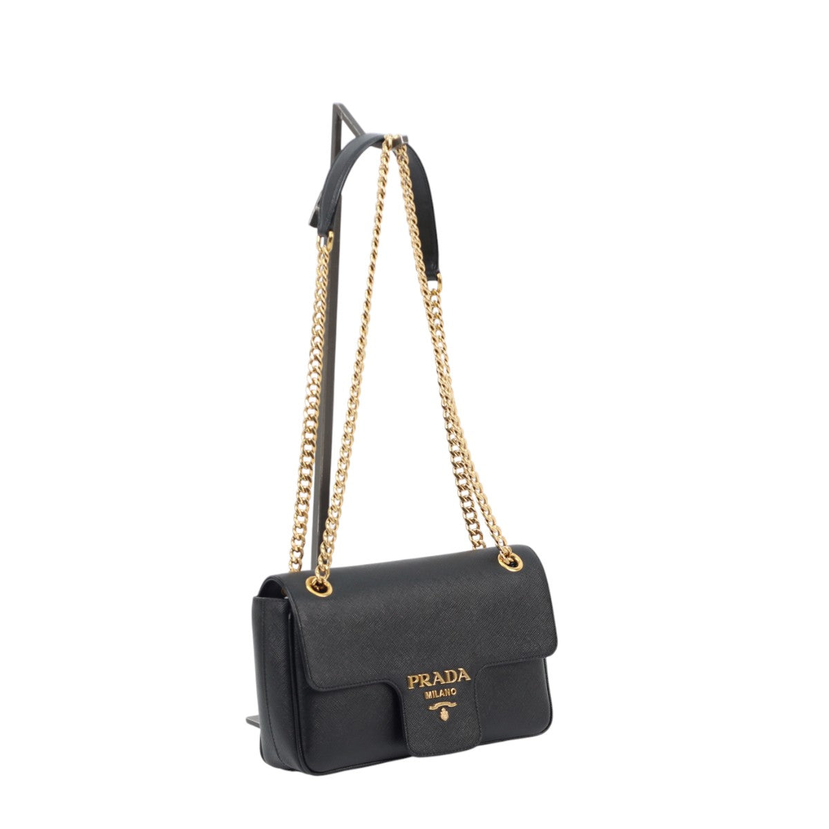 Prada Saffiano Pattina Flap Bag Black 3008