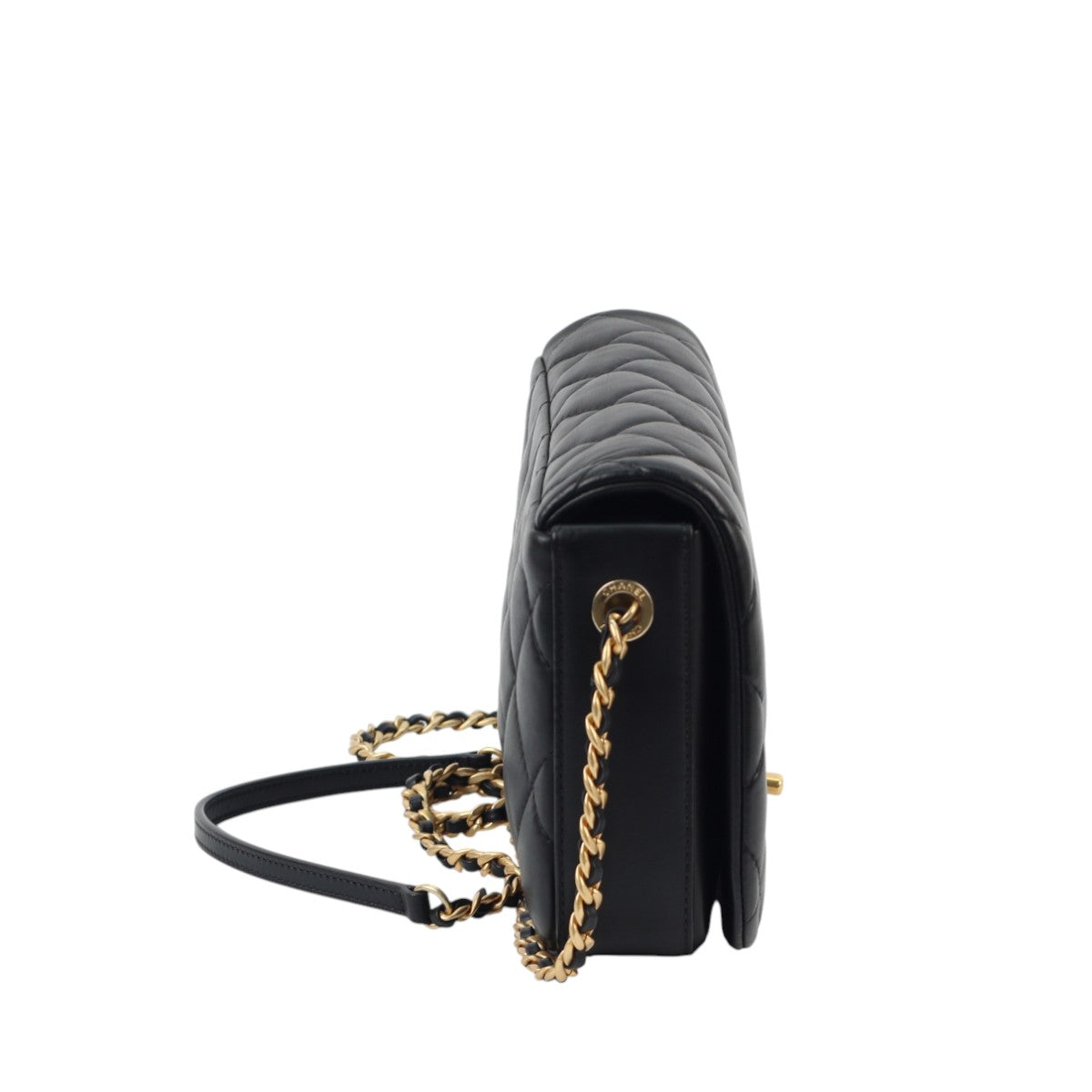 Chanel Nailed CC Full Flap Quilted Black Calfskin 3007