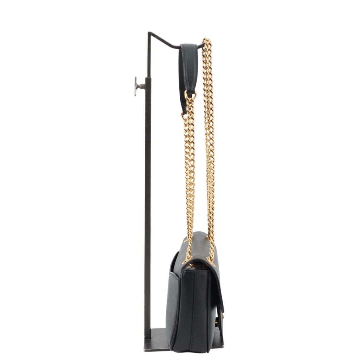 Prada Saffiano Pattina Flap Bag Black 3008