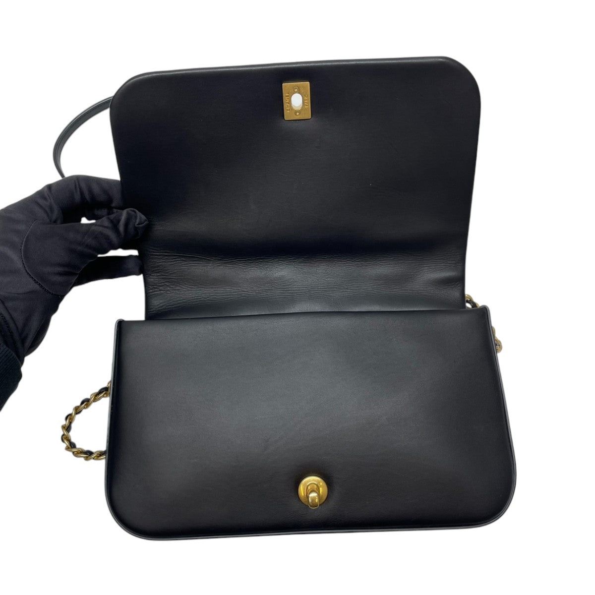 Chanel Nailed CC Full Flap Quilted Black Calfskin 3007