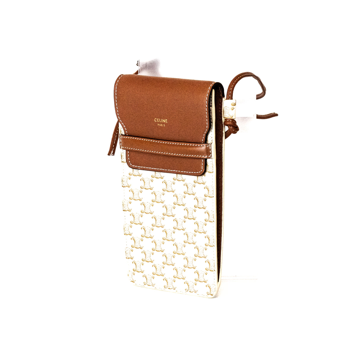 Celine Phone Pouch White Triomphe