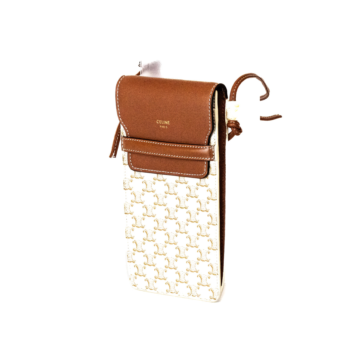 Celine Phone Pouch White Triomphe