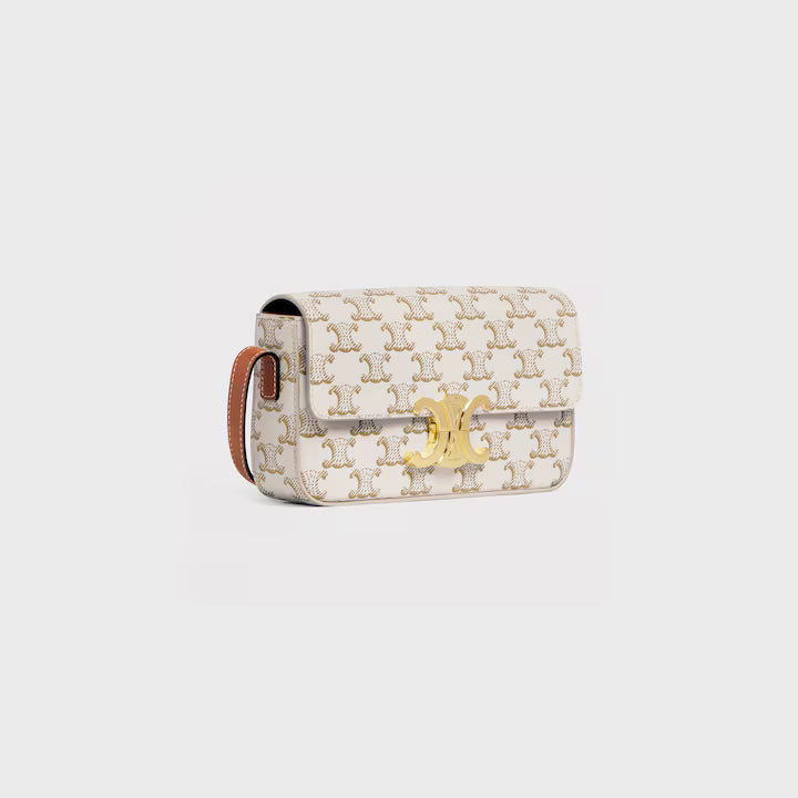 Celine Claude Shoulder Bag White Triomphe