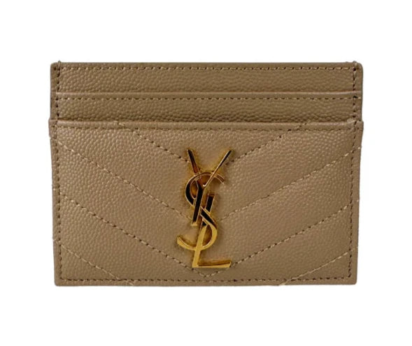 YSL Cassandre Cardholder Dark Beige