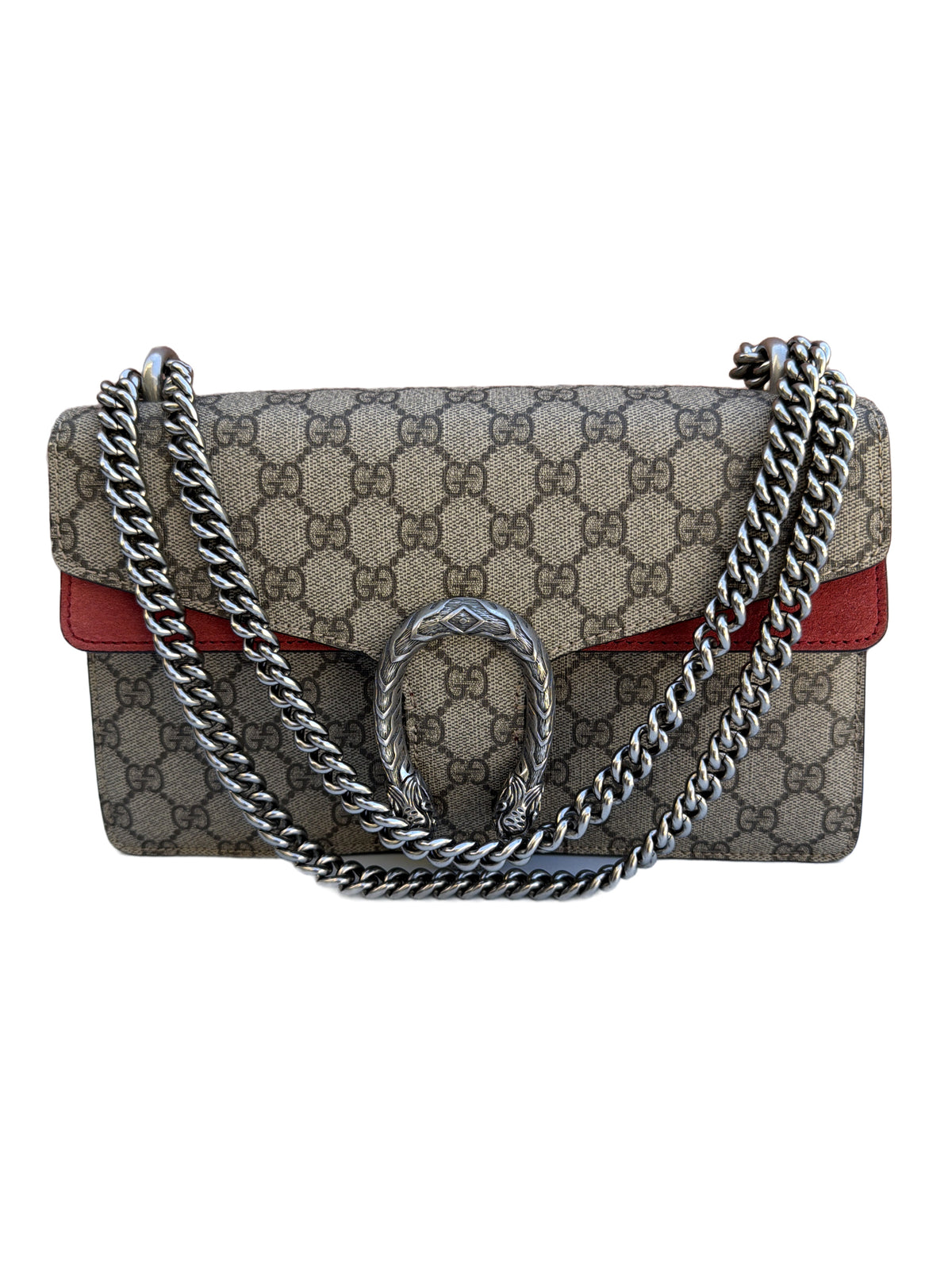 Gucci Dionysus Medium Chain Shoulder Bag GG Supreme Red 3504