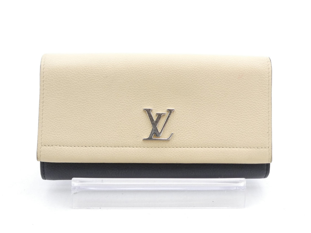 Louis Vuitton Lockme Wallet Black Beige Bicolor Leather 3299