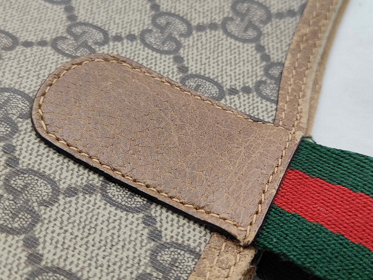 Gucci Vintage Shopper Tote GG Supreme Sherry Line Handles 3431