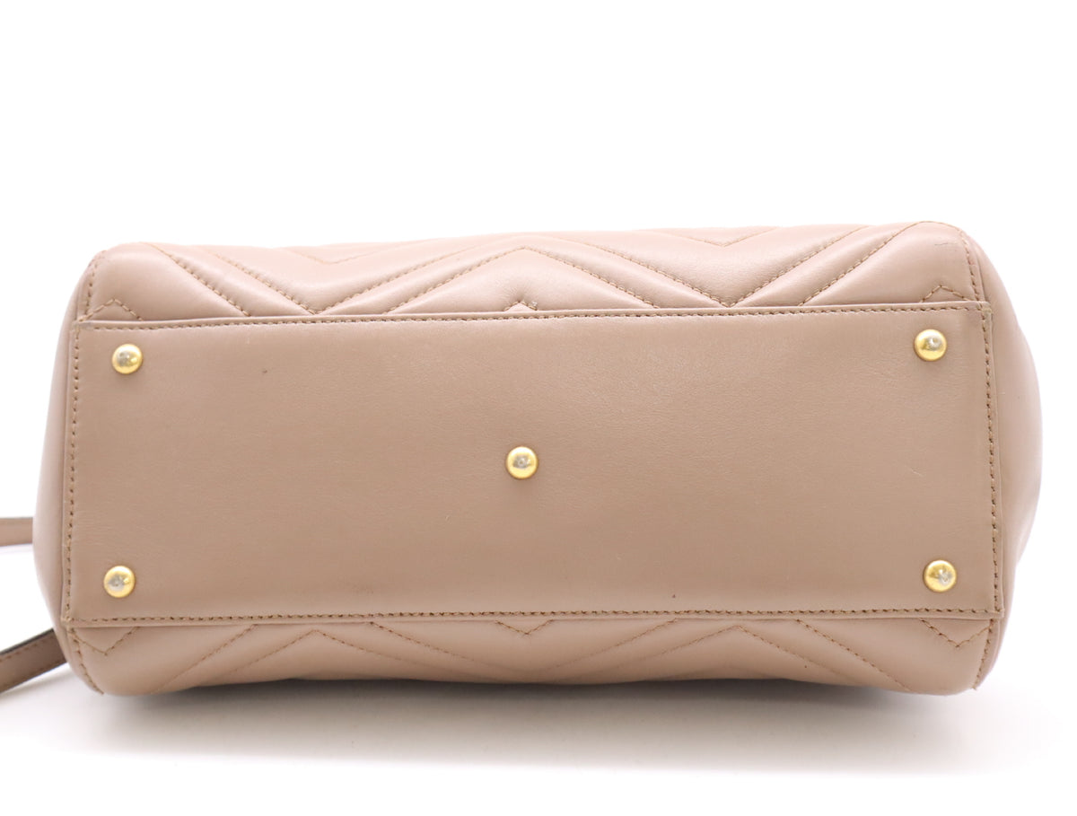 Gucci Marmont 2-Way Top Handle Bag Porcelain Rose w/ Strap 3434