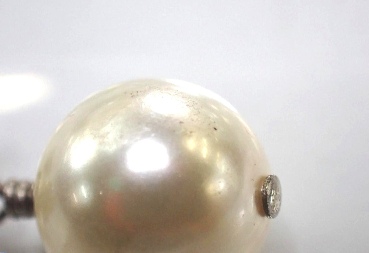 Chanel CC Pearl Drop Crystal Earrings Gunmetal 2666