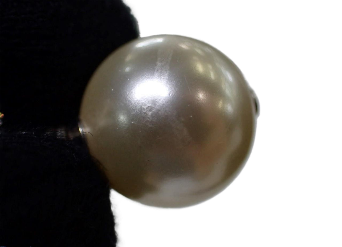Chanel CC Pearl Drop Crystal Earrings Gunmetal 2666