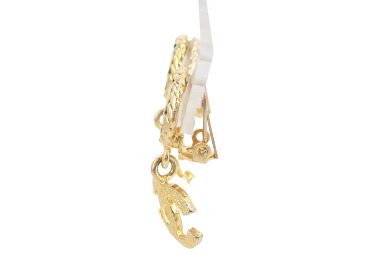 Chanel Icon Series CC Earrings Black Gold 2689