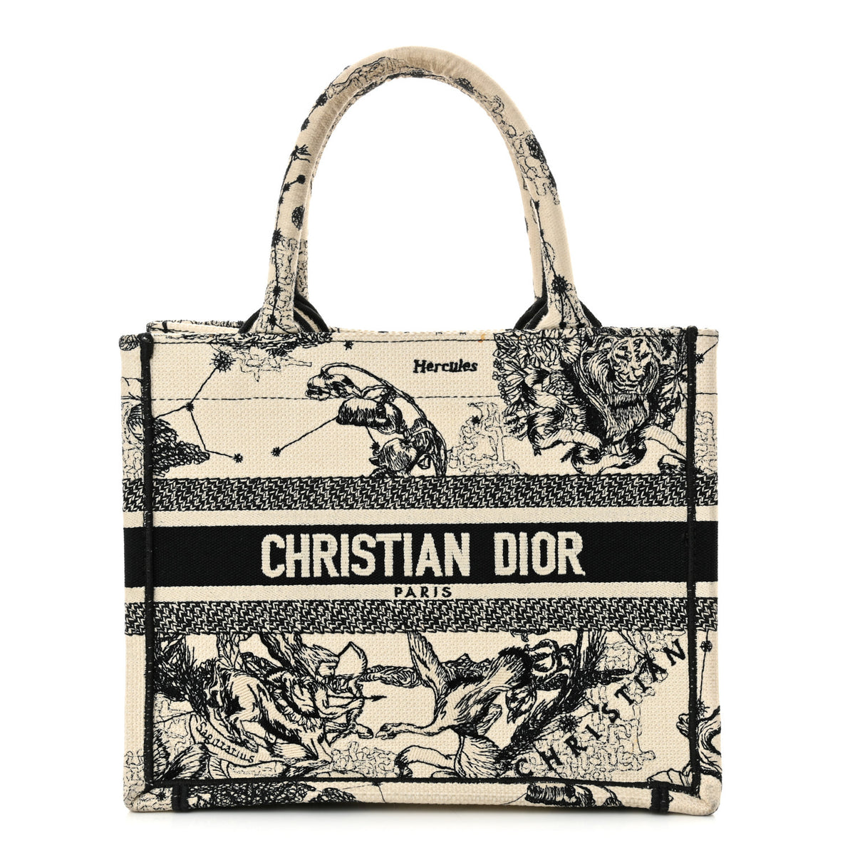 Dior Medium Book Tote Zodiac Embroidery Latte Black
