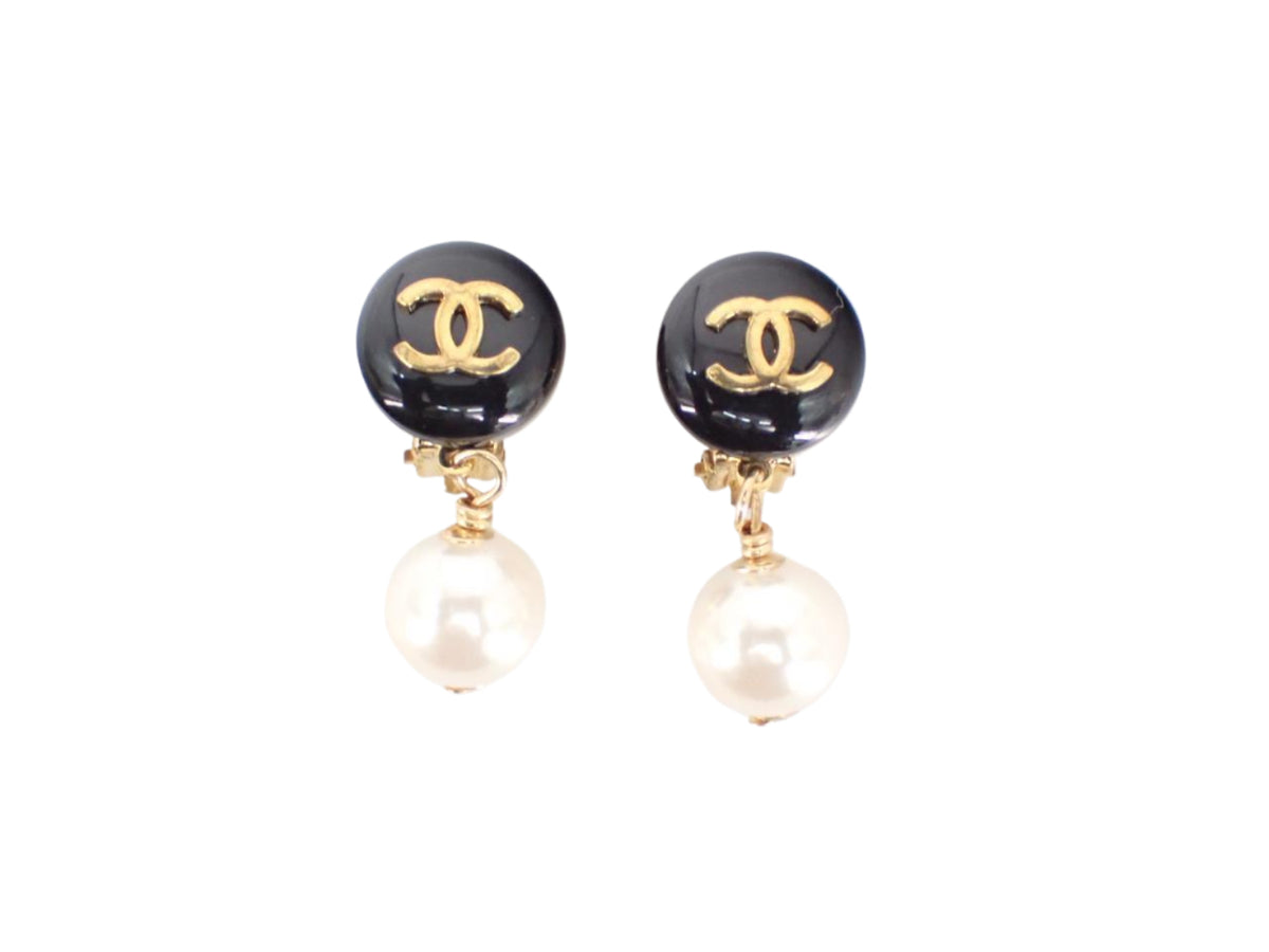 Chanel CC Round Pearl Drop Earrings 2724