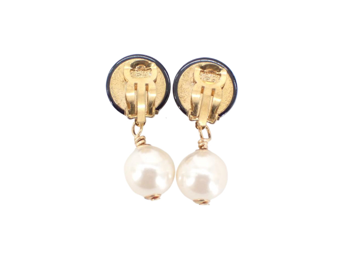 Chanel CC Round Pearl Drop Earrings 2724