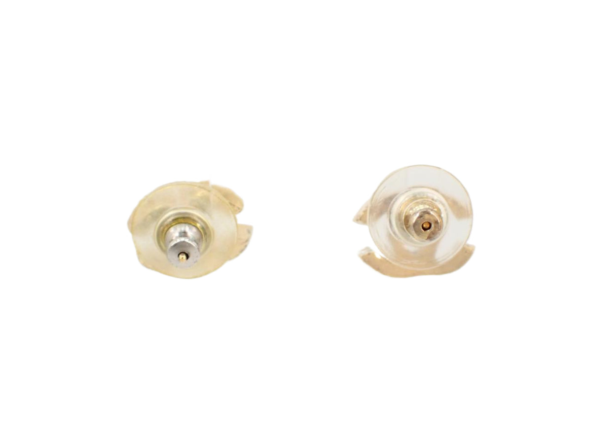 Chanel CC Blue Rhinestone Earrings Gold Stud 2725