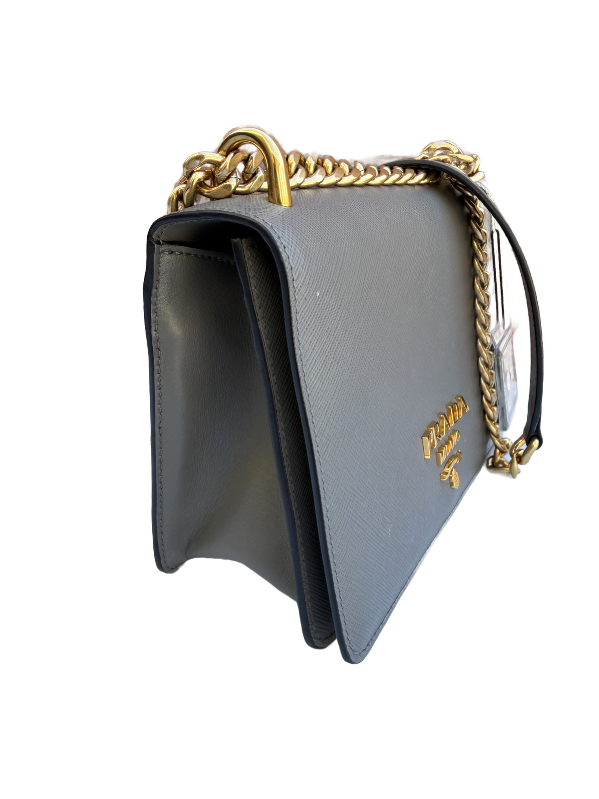 Prada Chain Crossbody Gray Saffiano Leather 3506