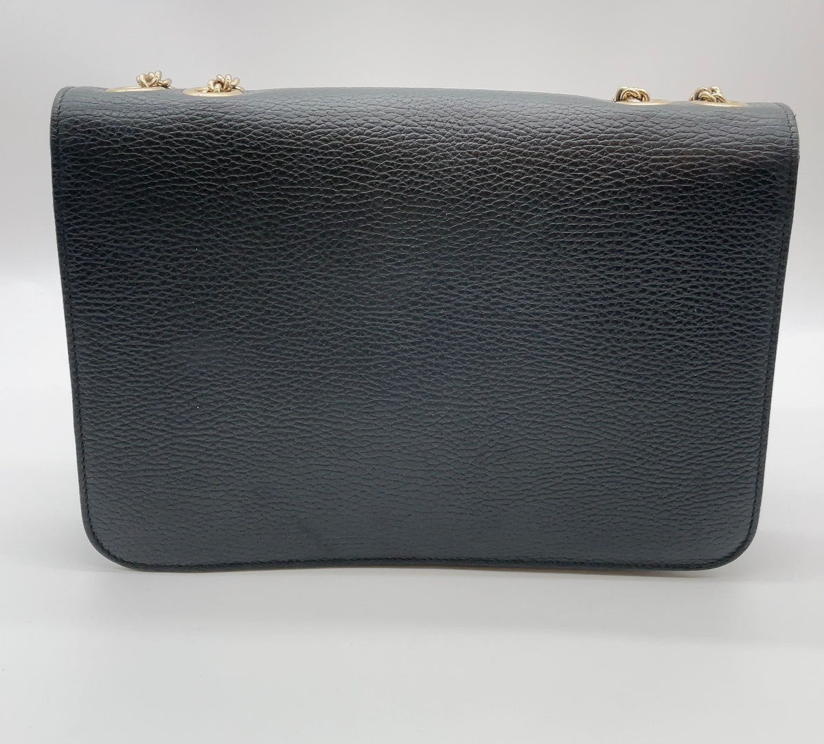 Gucci Interlocking G Chain Shoulder Bag Black Leather 3373