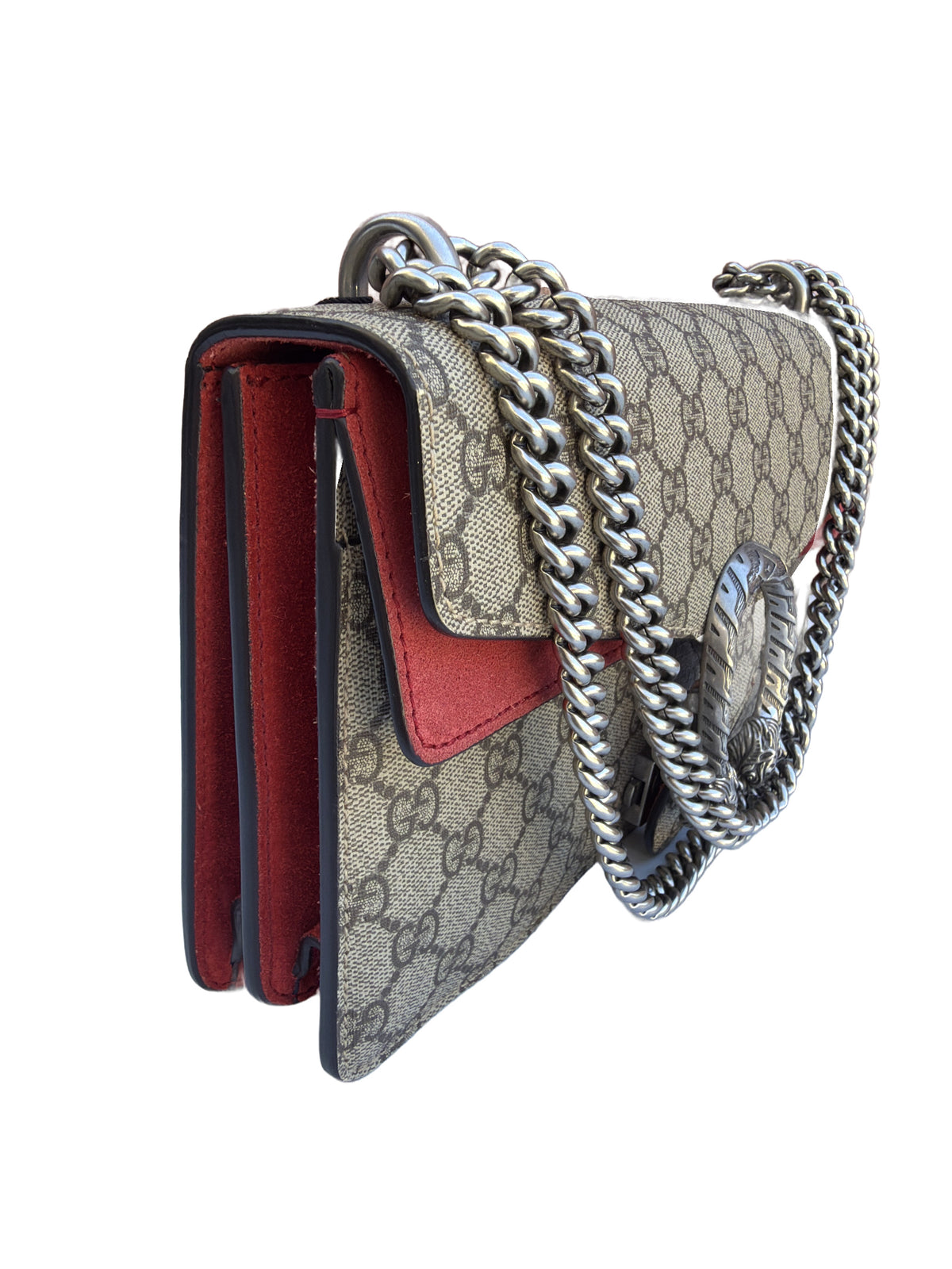Gucci Dionysus Medium Chain Shoulder Bag GG Supreme Red 3504