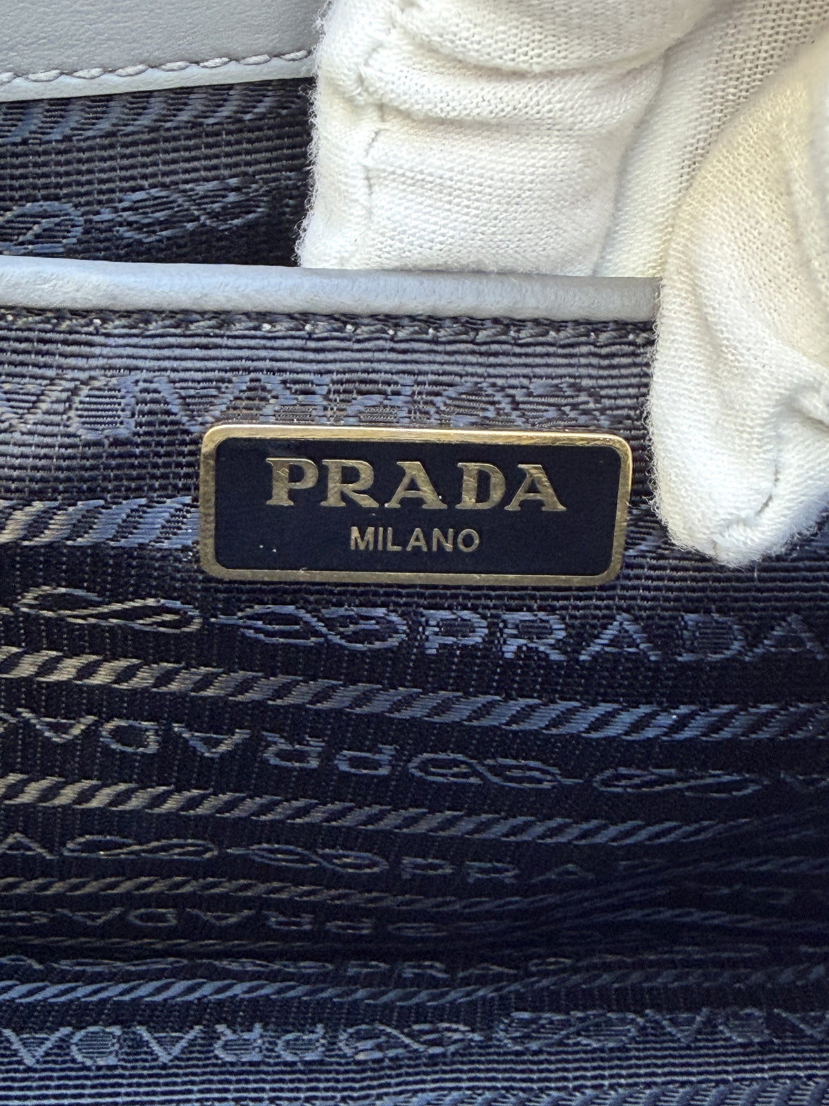 Prada Chain Crossbody Gray Saffiano Leather 3506