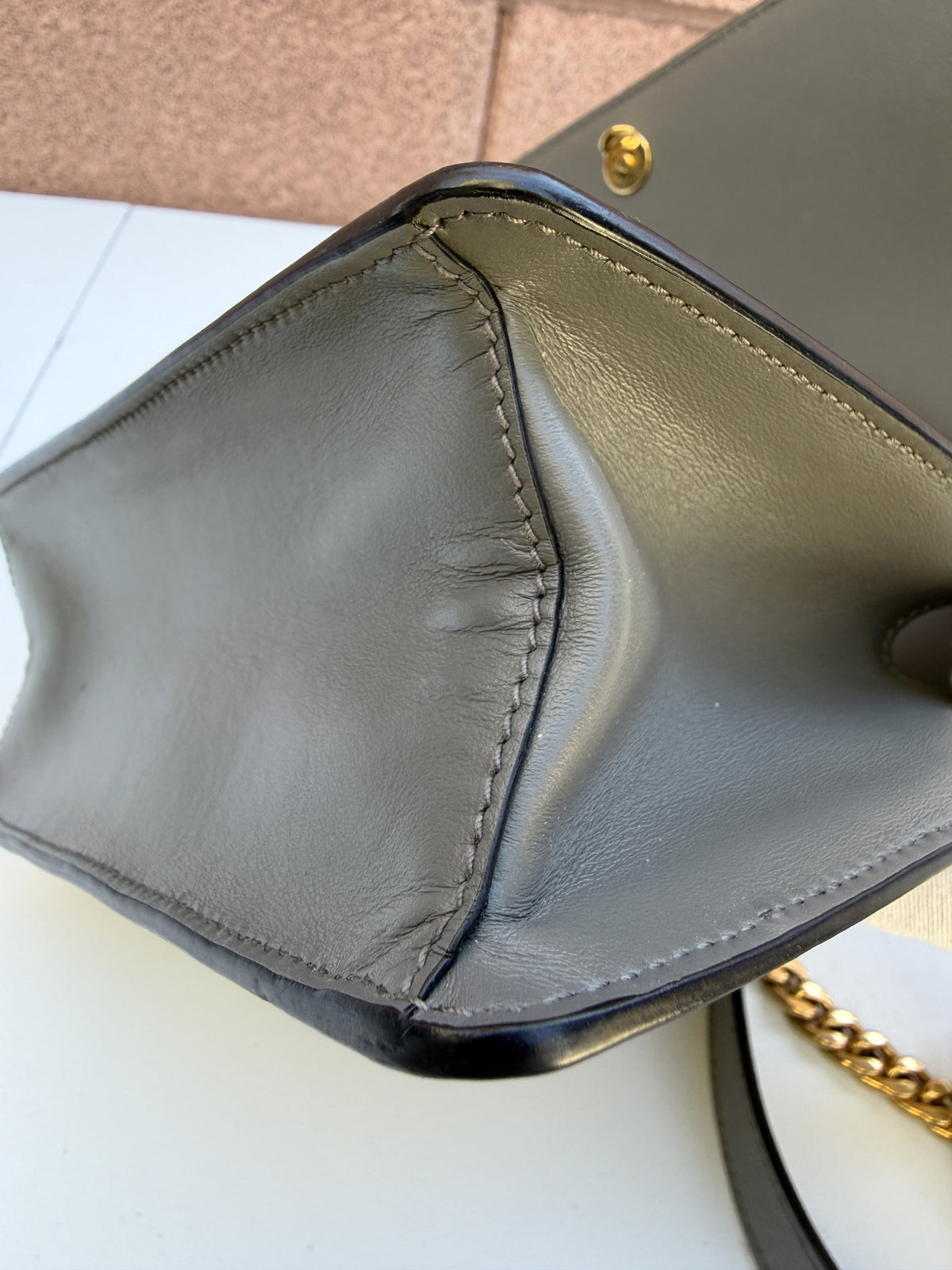 Prada Chain Crossbody Gray Saffiano Leather 3506