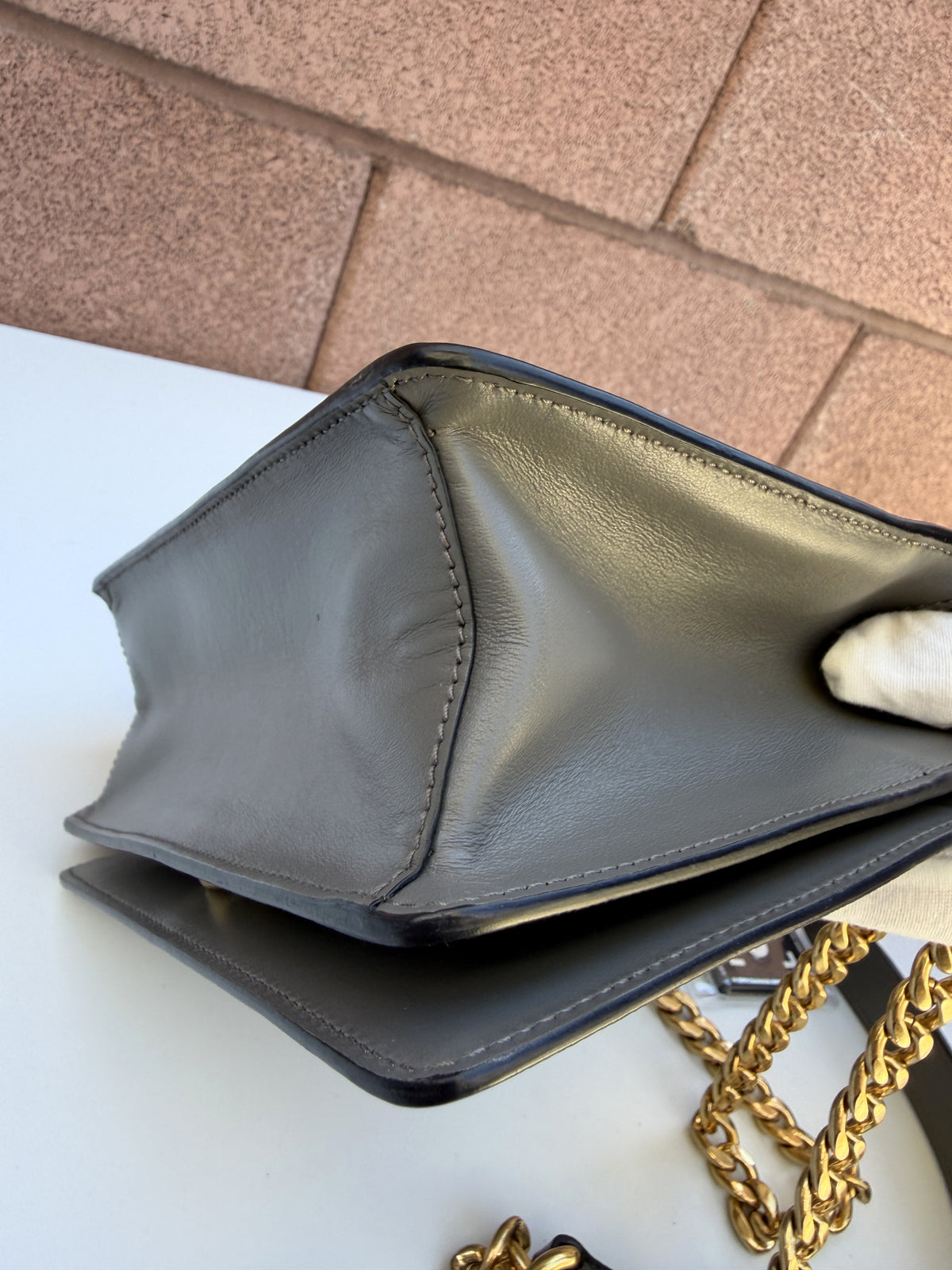 Prada Chain Crossbody Gray Saffiano Leather 3506