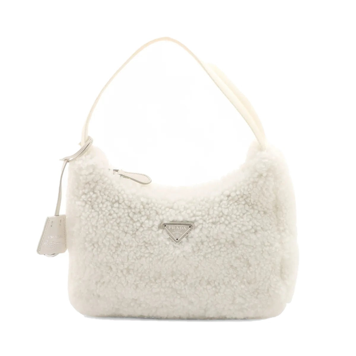 Prada Re-Edition 2000 Mini Shoulder Bag White Shearling 3476