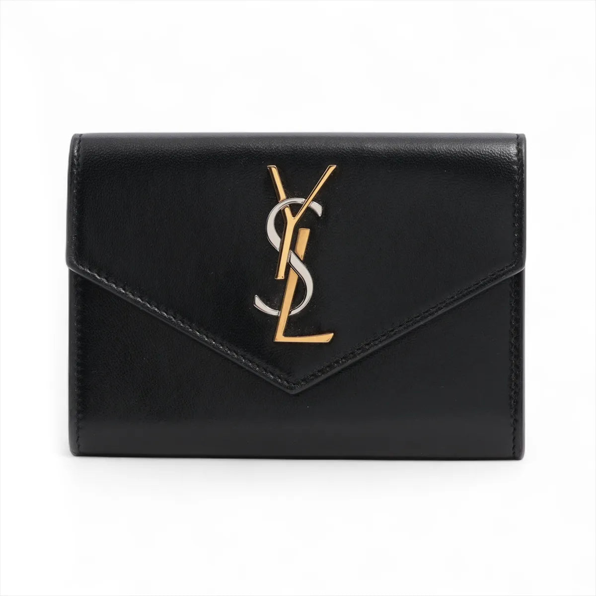 YSL Cassandra Envelope Leather Card Case Black 3345