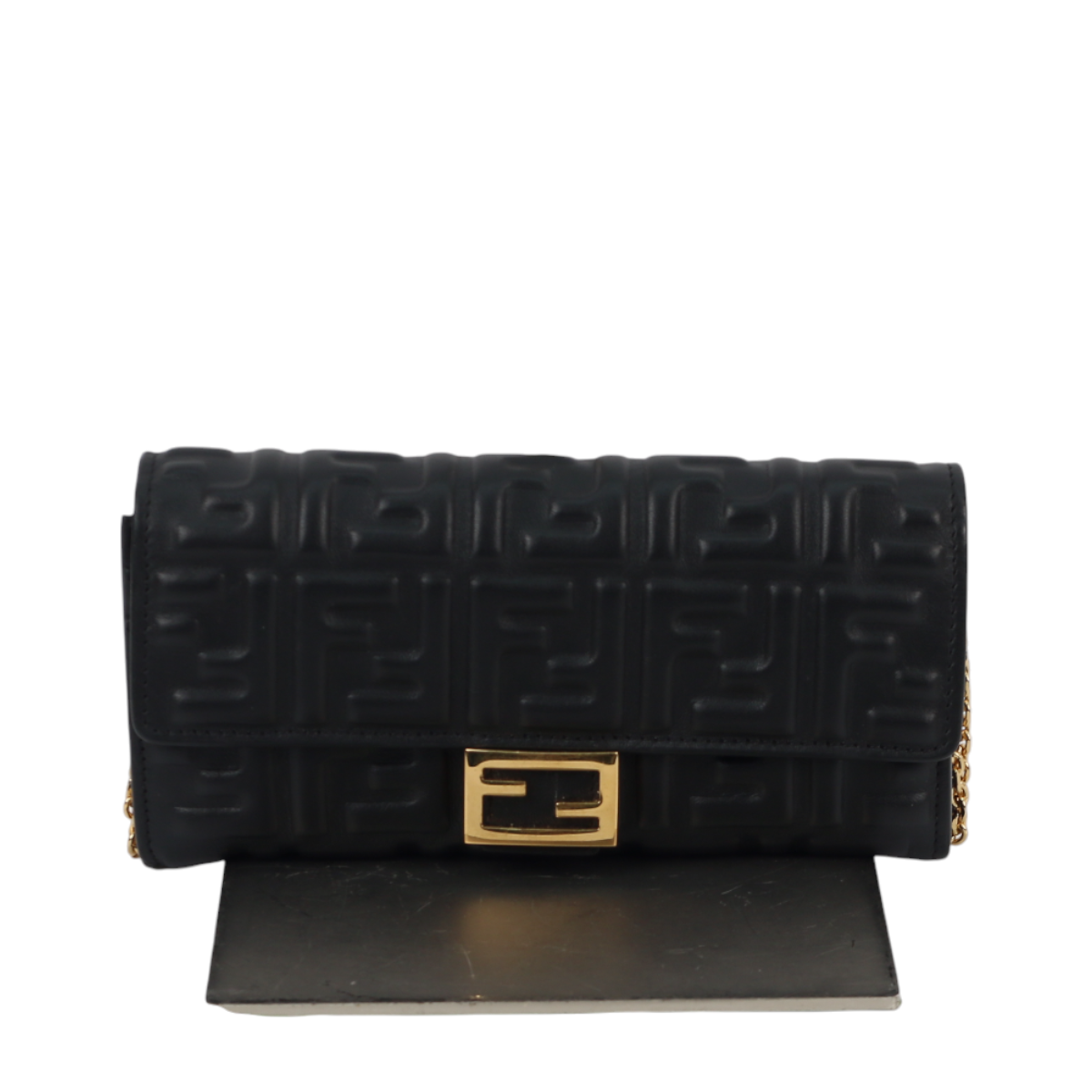 Fendi Baguette Continental Wallet on Chain Black 3025