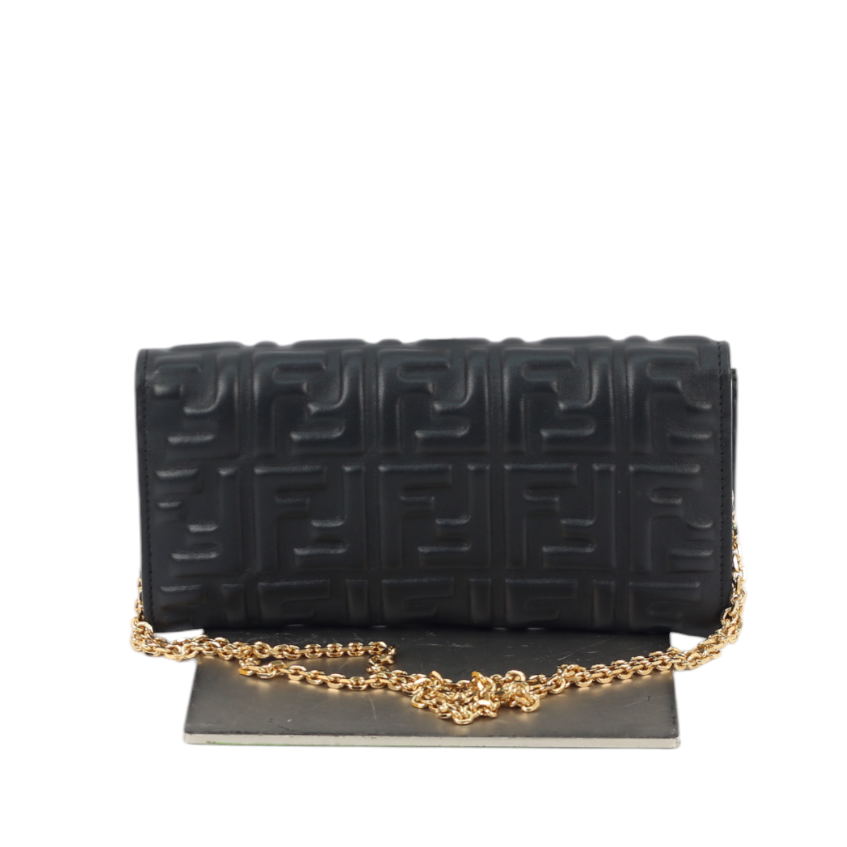 Fendi Baguette Continental Wallet on Chain Black 3025