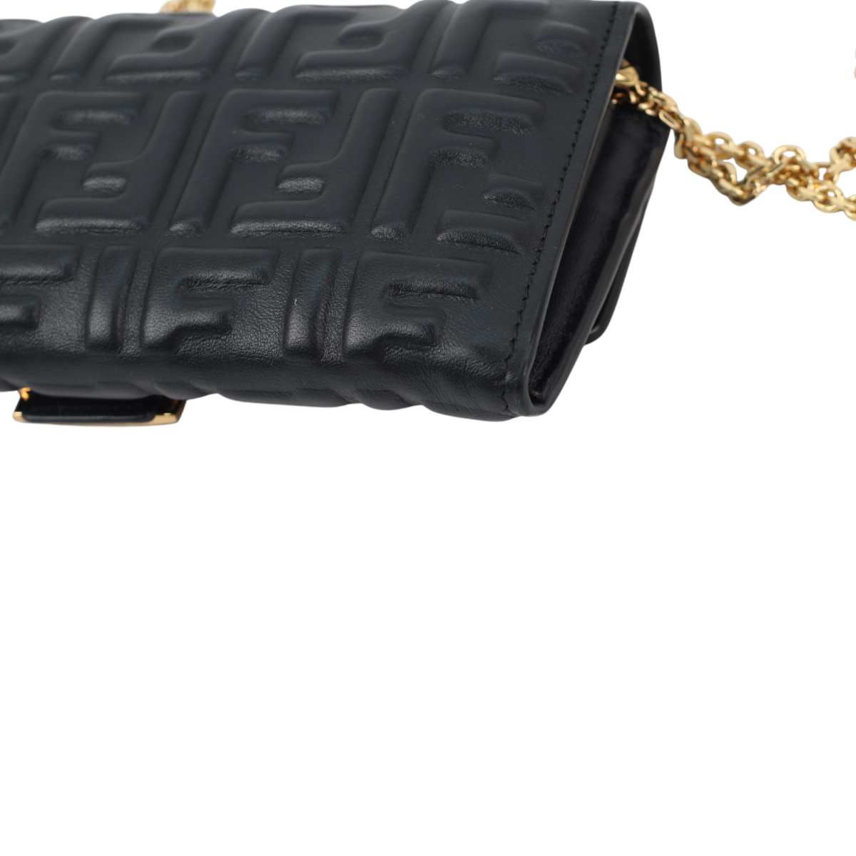 Fendi Baguette Continental Wallet on Chain Black 3025