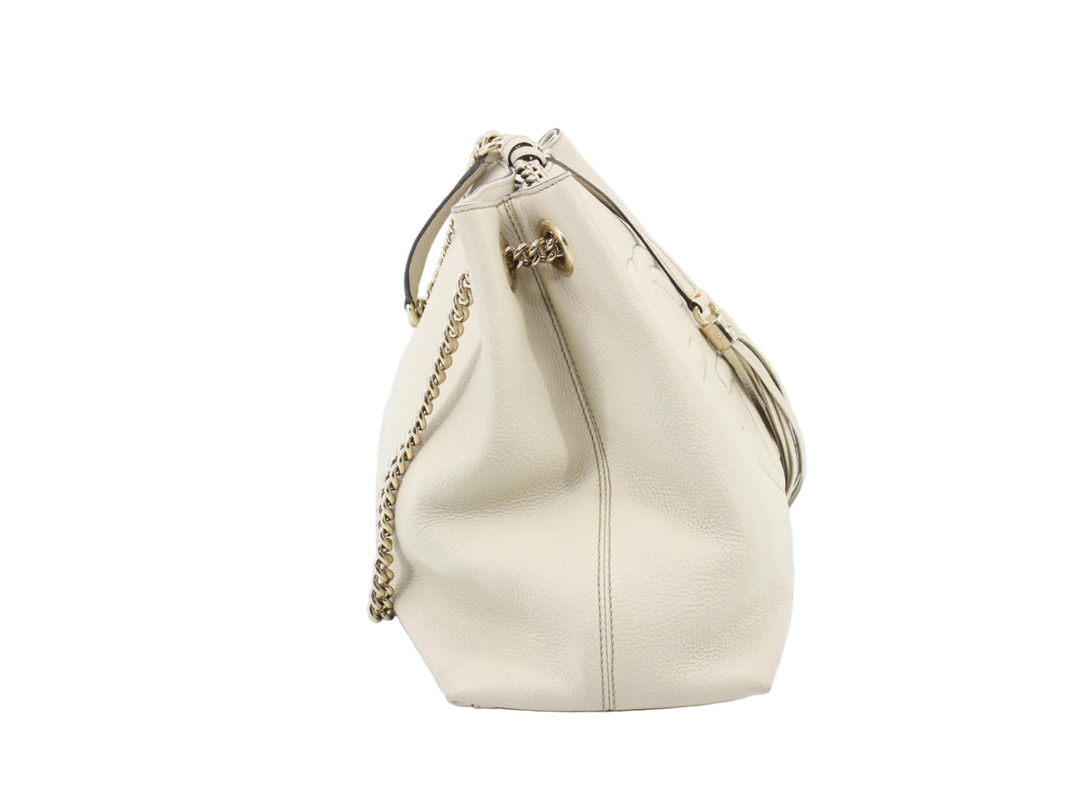 Gucci Soho Chain Shoulder Bag Cream Leather 2916
