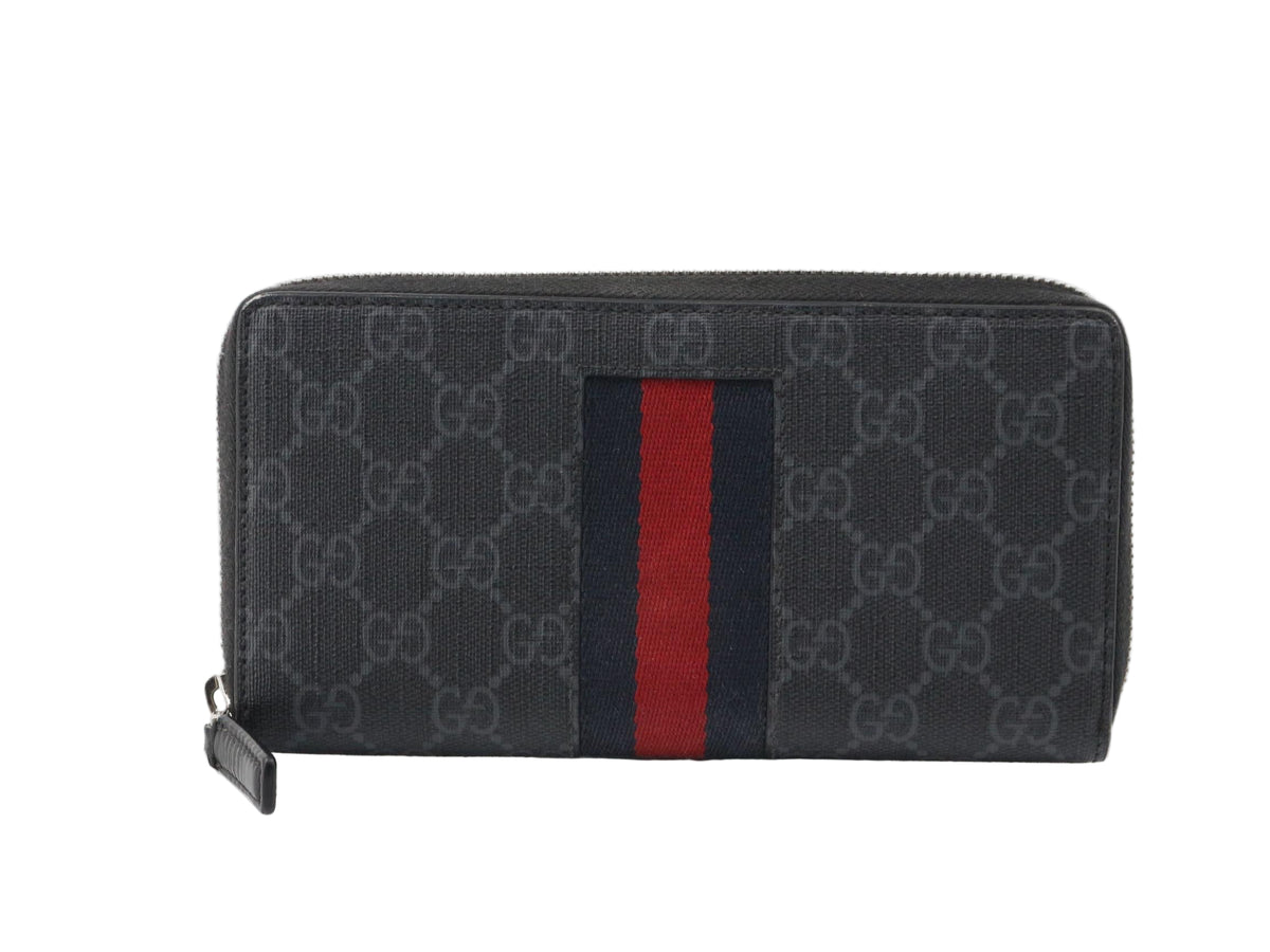 Gucci Web Zippy Wallet Black GG Red Blue 2950