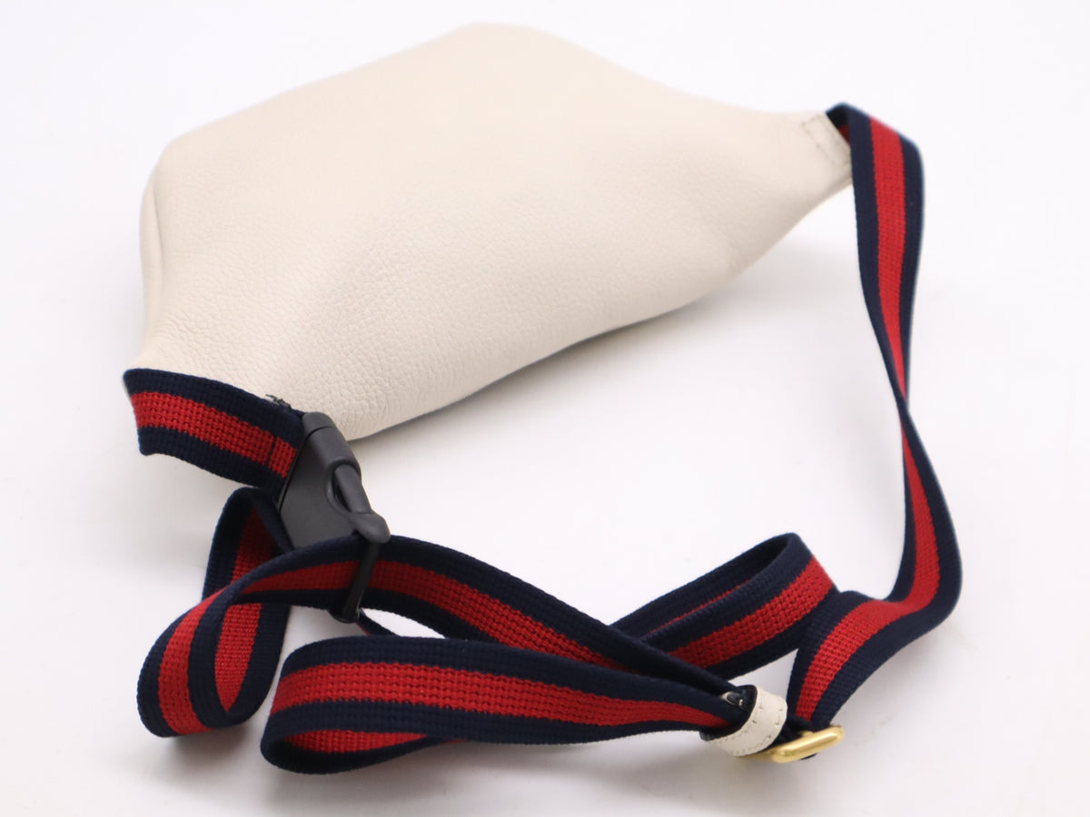 Gucci Logo Waist Belt Bag White Leather Web 2955