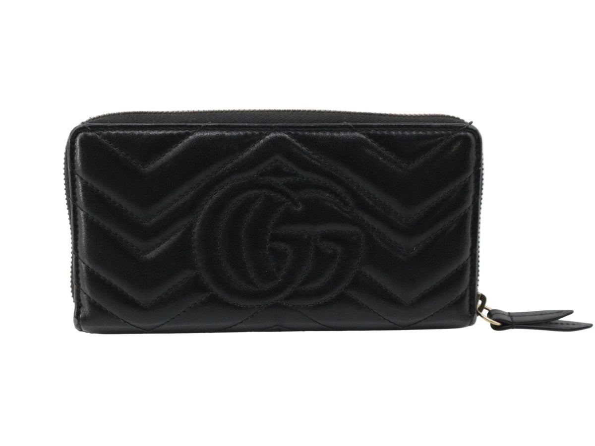 Gucci Marmont Zippy Wallet Black Chevron 2968
