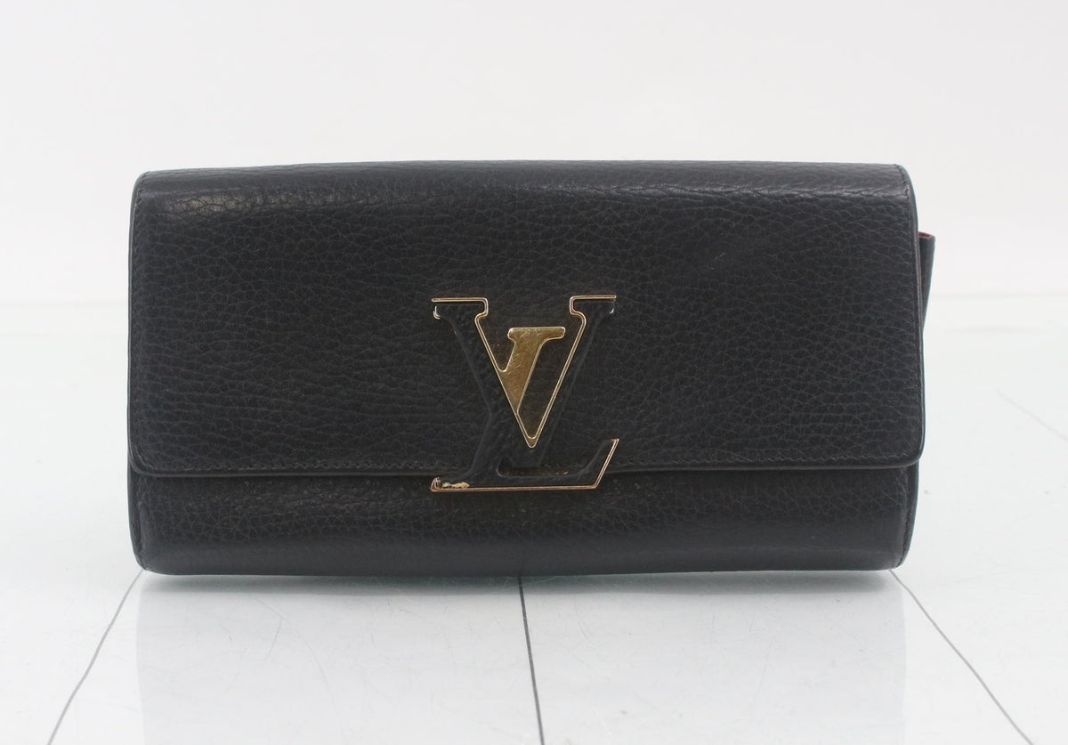 Louis Vuitton Capucines Wallet Black Pink 3166