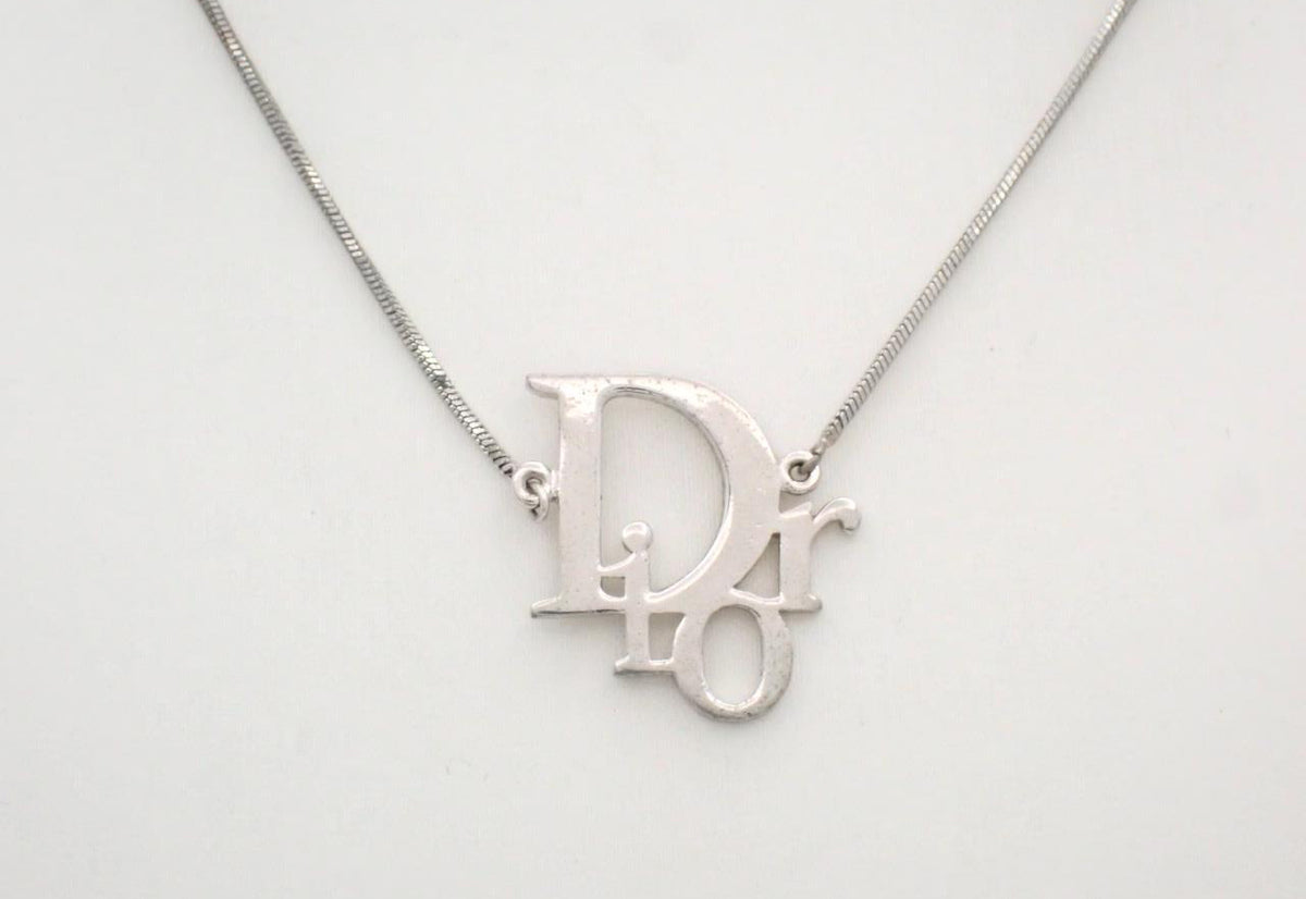 Christian Dior Logo Necklace Silver 3169