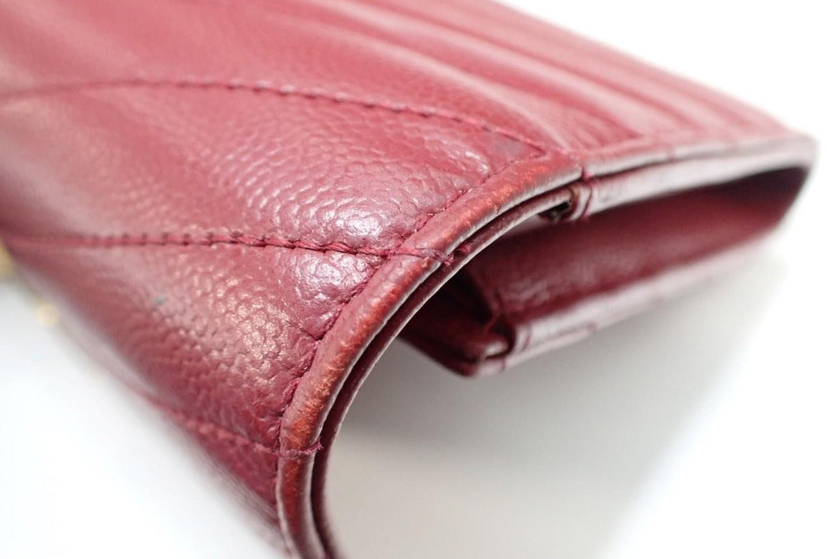 YSL Cassandra Wallet Burgundy Chevron 2992