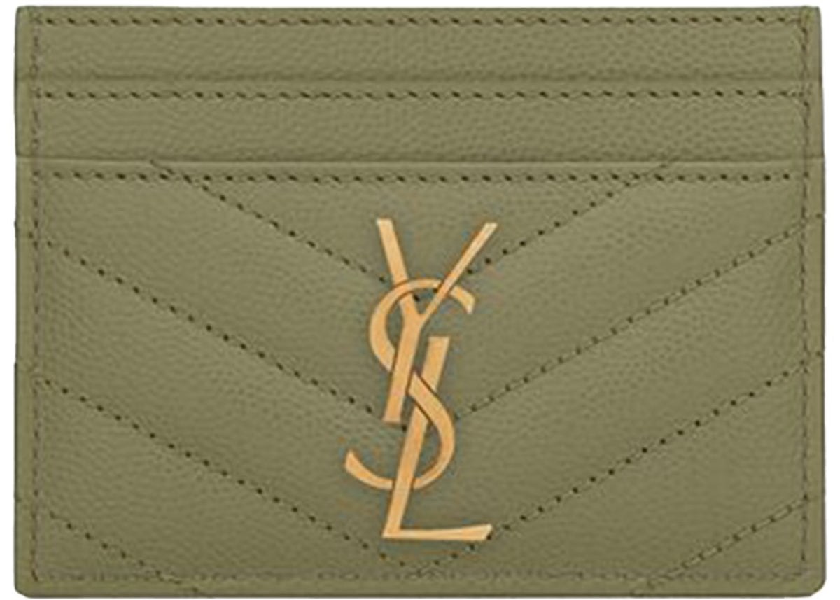 YSL Cassandre Cardholder Light Sage