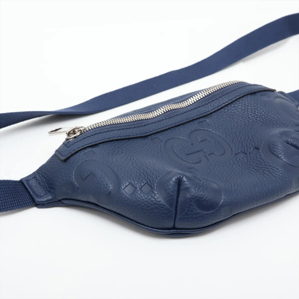 Gucci Jumbo GG Belt Bag Navy Blue Leather 3517