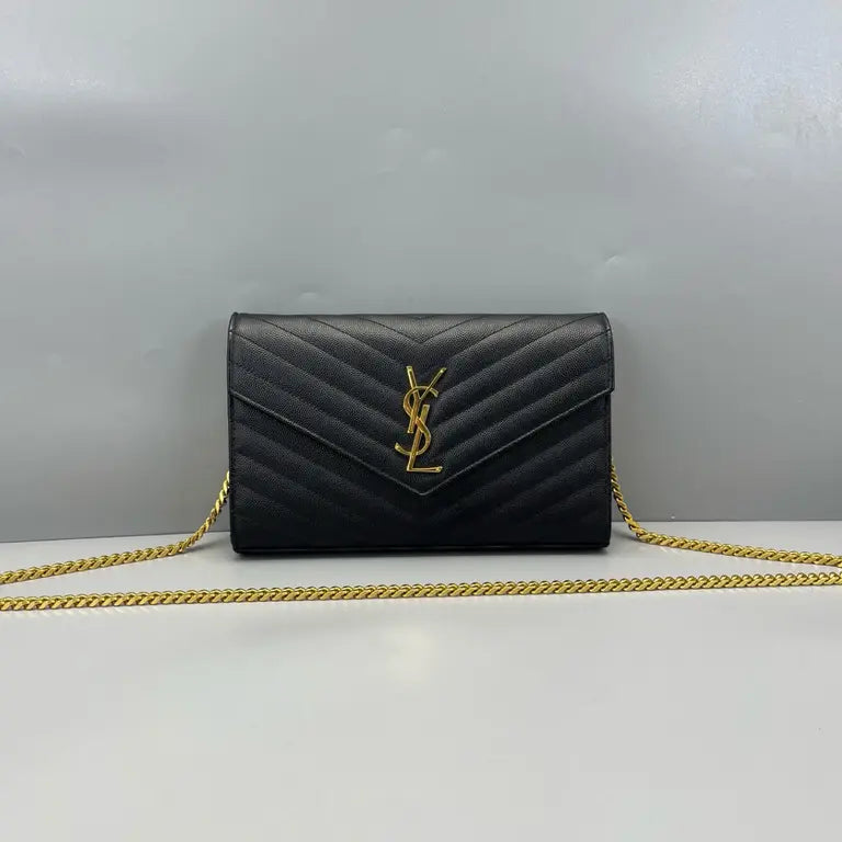 YSL Classic Cassandre Chain Wallet Black 2830