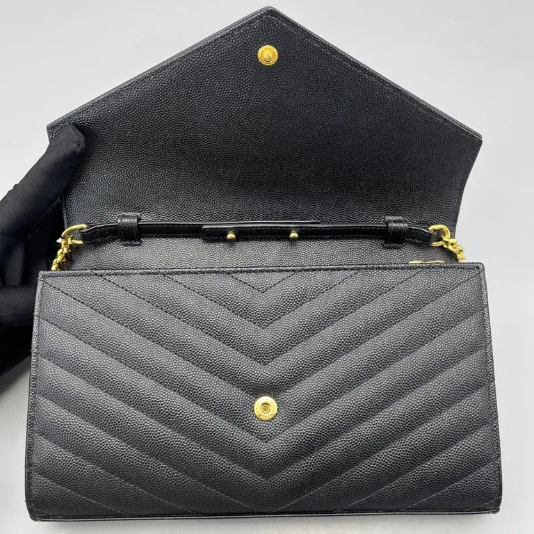 YSL Classic Cassandre Chain Wallet Black 2830