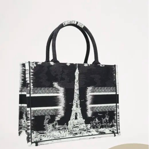 Dior Medium Book Tote Black Paris