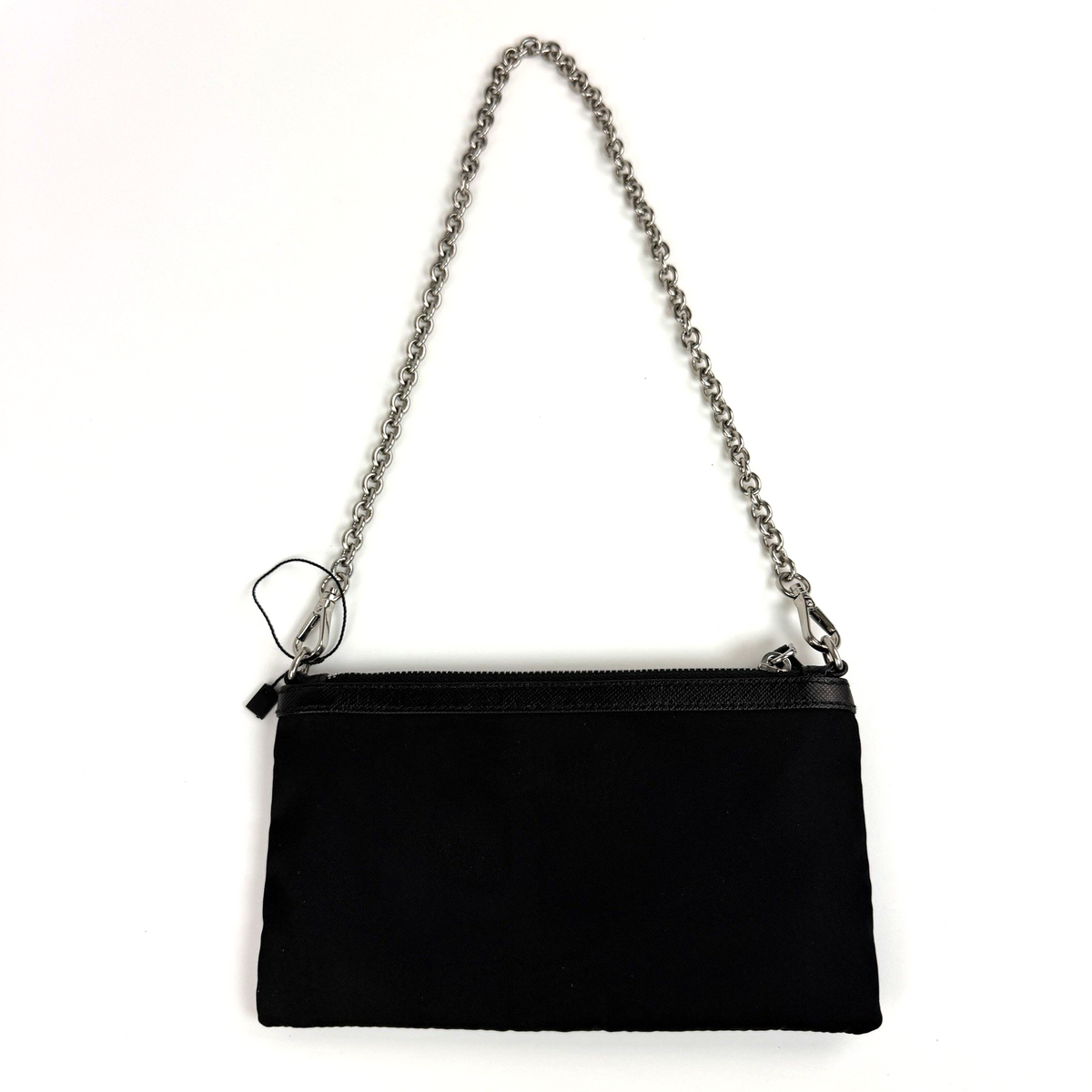 Prada Tessuto Logo Chain Pochette Black Nylon 1983