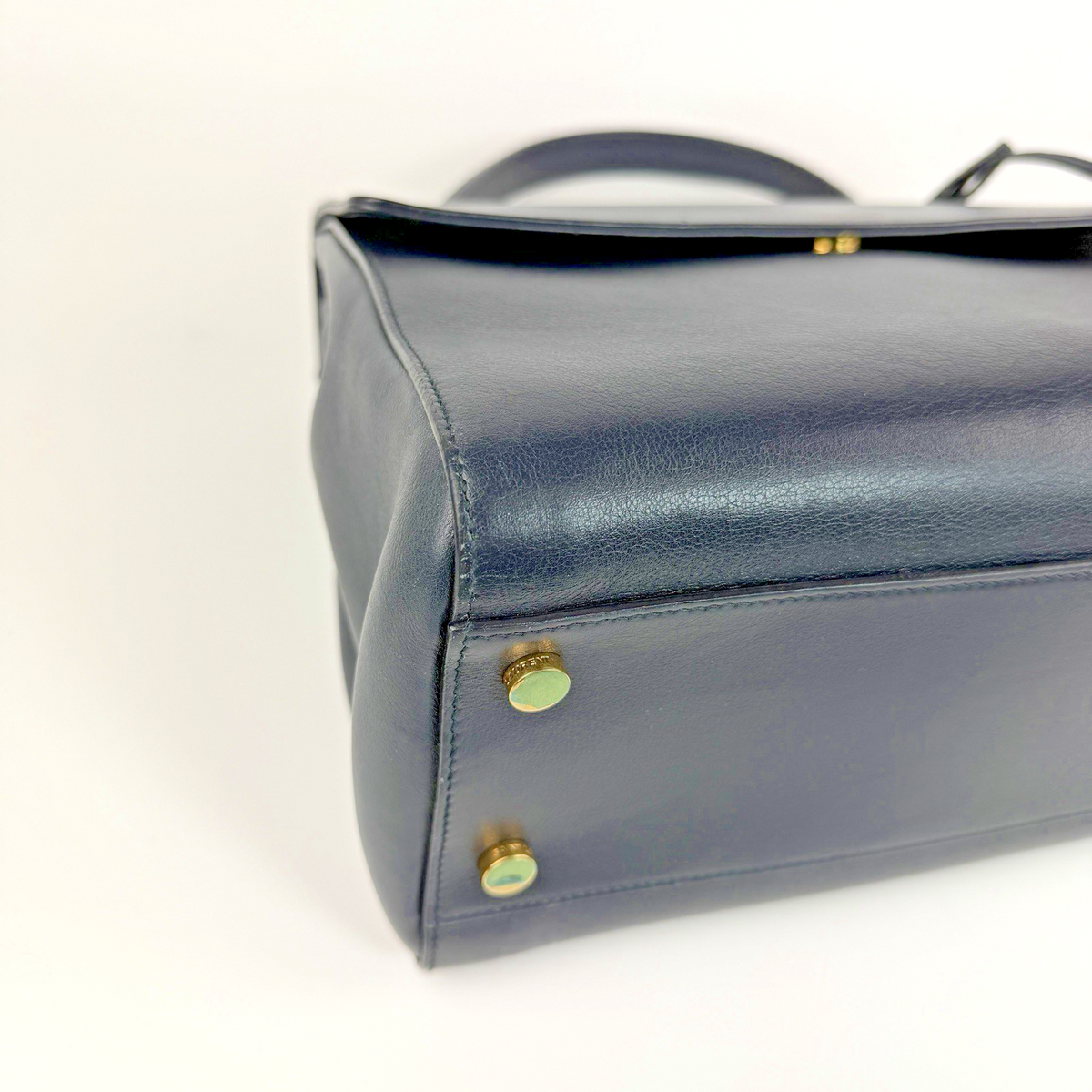 YSL Moujik Medium 2-Way Bag Navy Blue Leather 2335