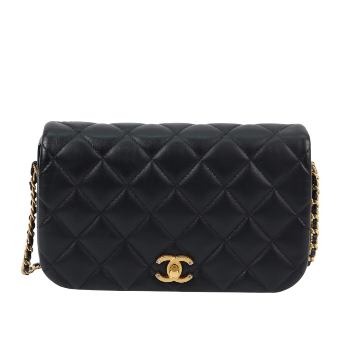 Chanel Nailed CC Full Flap Quilted Black Calfskin 3007