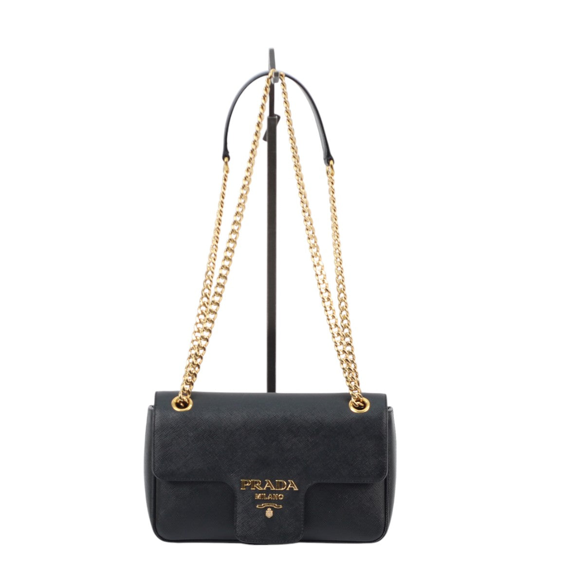 Prada Saffiano Pattina Flap Bag Black 3008