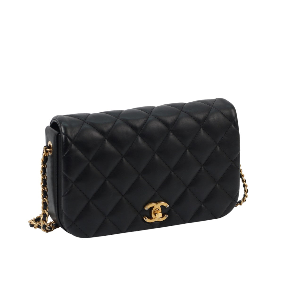 Chanel Nailed CC Full Flap Quilted Black Calfskin 3007