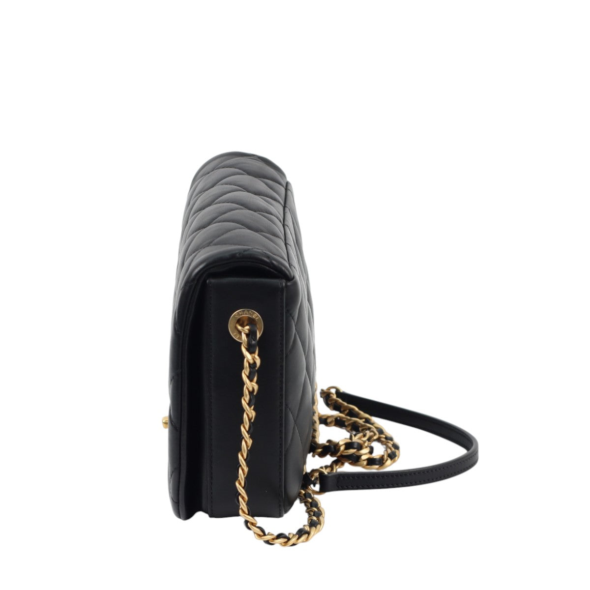 Chanel Nailed CC Full Flap Quilted Black Calfskin 3007