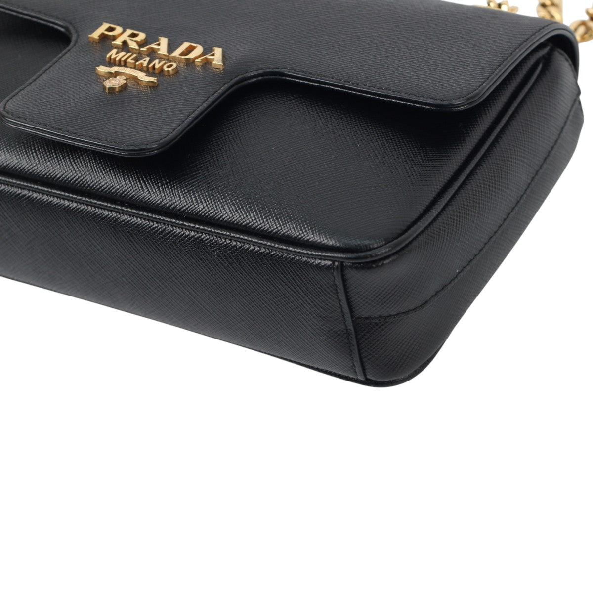 Prada Saffiano Pattina Flap Bag Black 3008