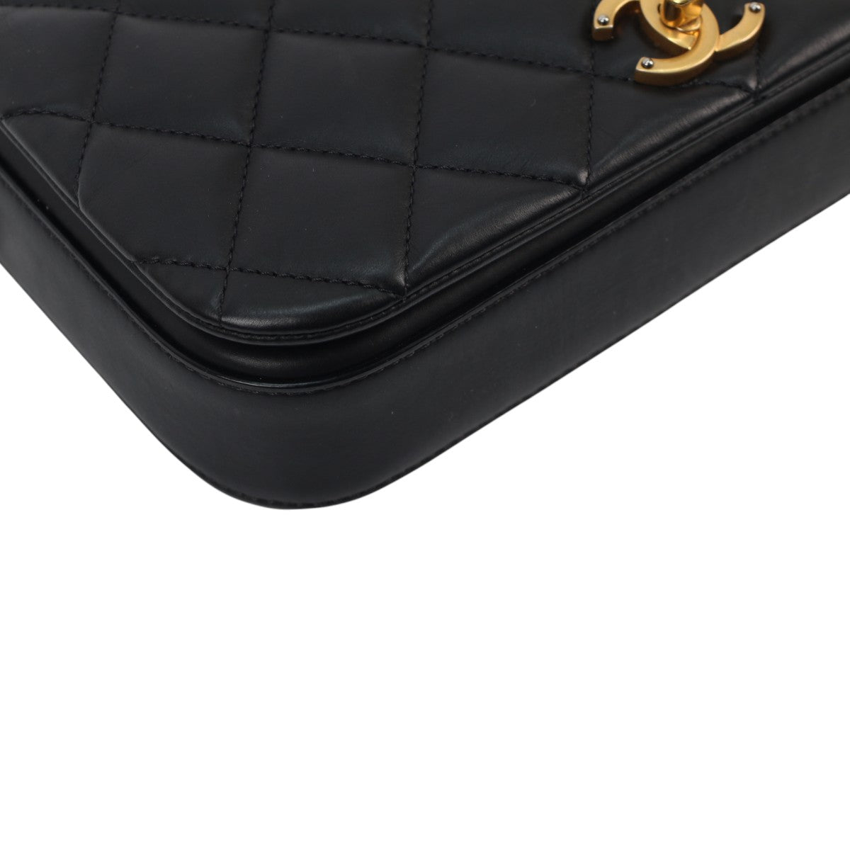 Chanel Nailed CC Full Flap Quilted Black Calfskin 3007